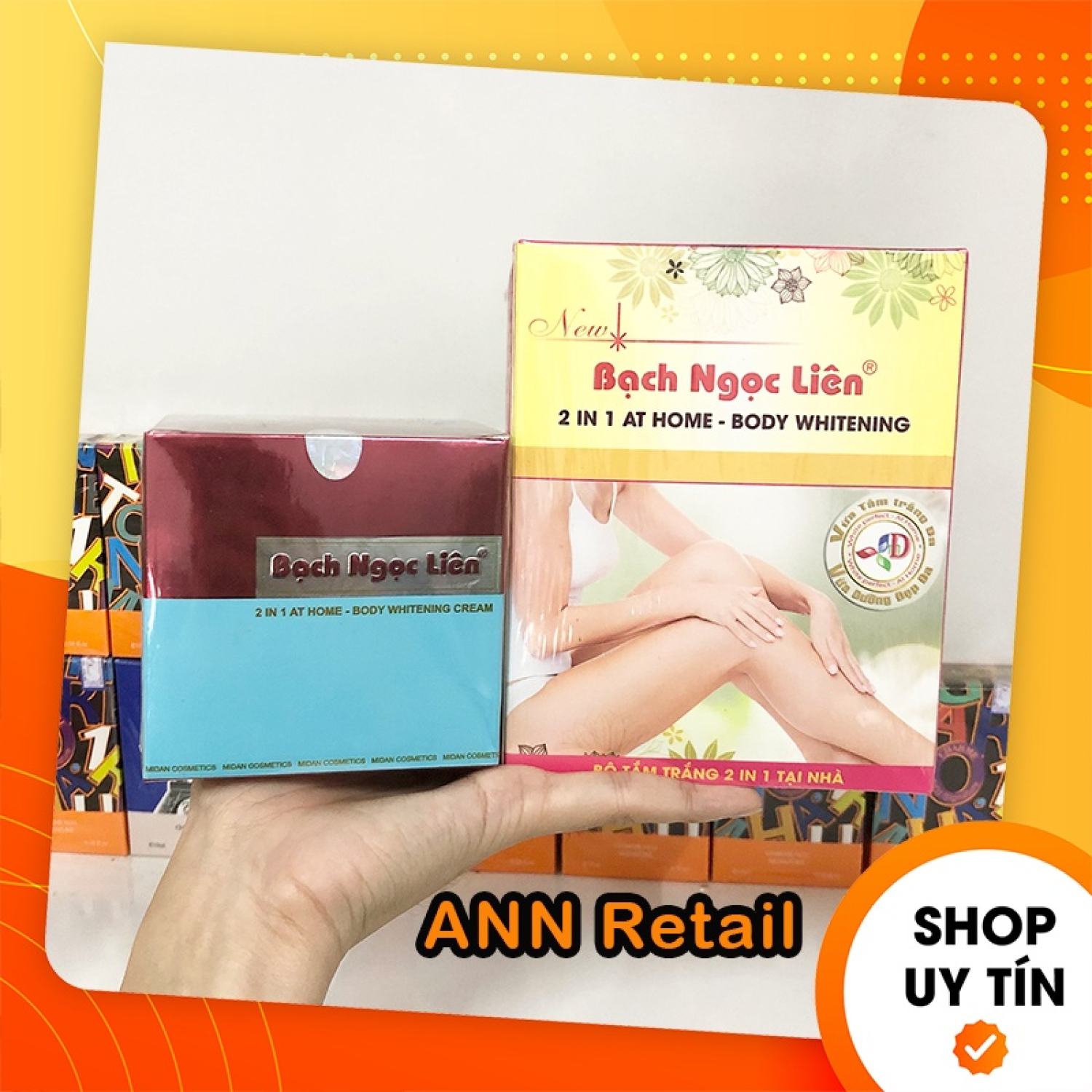Combo kem body bạch ngọc liên xanh + tắm trắng 2 in 1 at home cty mỹ phẩm miđan