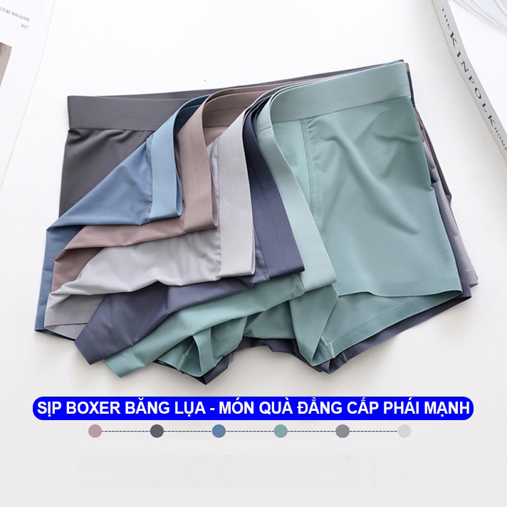Sịp đùi boxer nam kháng khuẩn cao cấp vicenzo vải băng lụa may ép nhiệt, quần sịp đùi boxer nam cao cấp