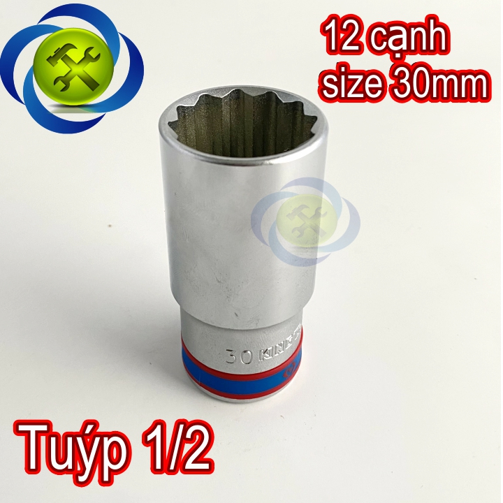 Tuýp 1/2 inch 30mm 12 cạnh màu trắng loại dài kingtony 423030m
