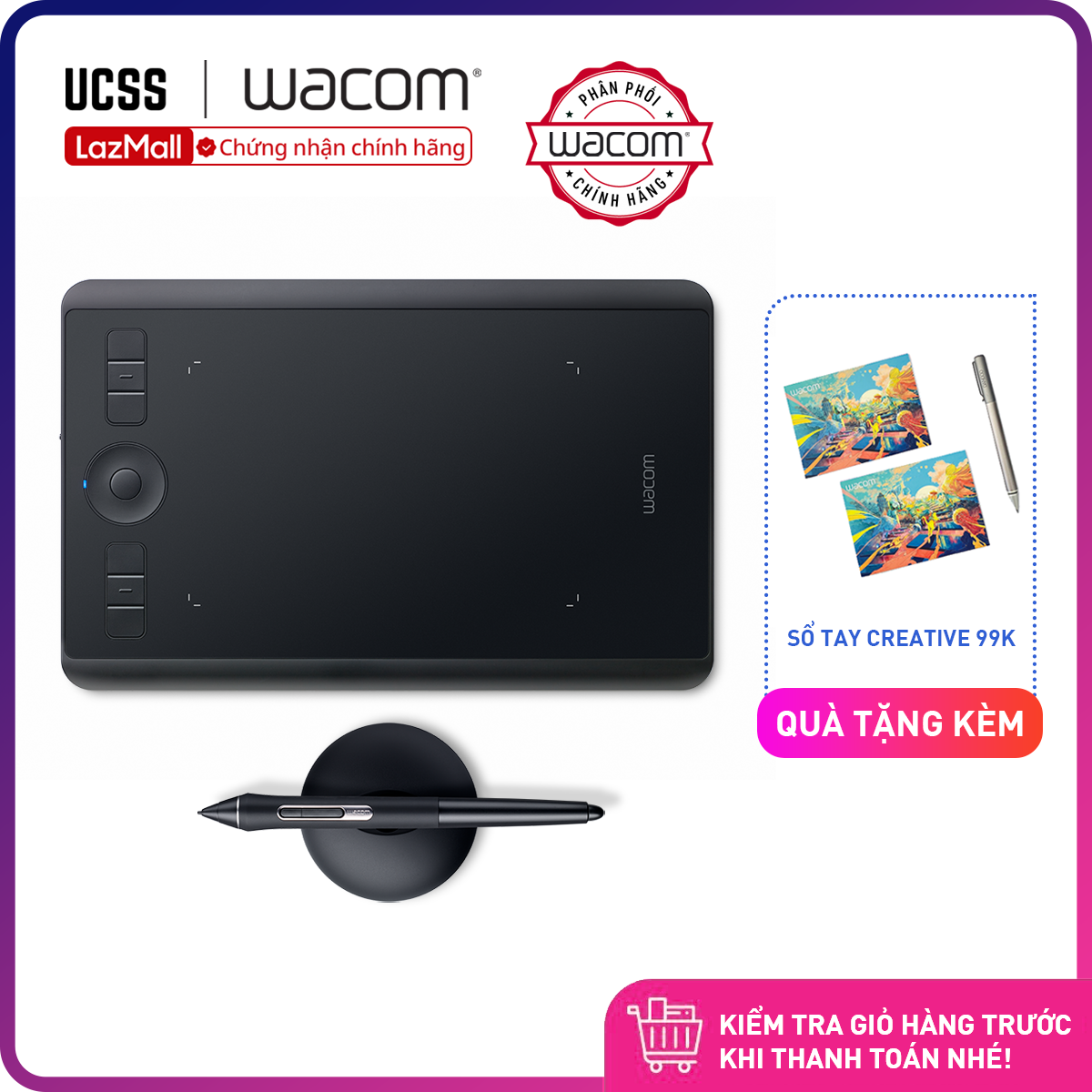 [Trả góp 0%]Bảng Vẽ Wacom Intuos Pro S PTH-460 (Hàng Phân Phối Chính Thức)