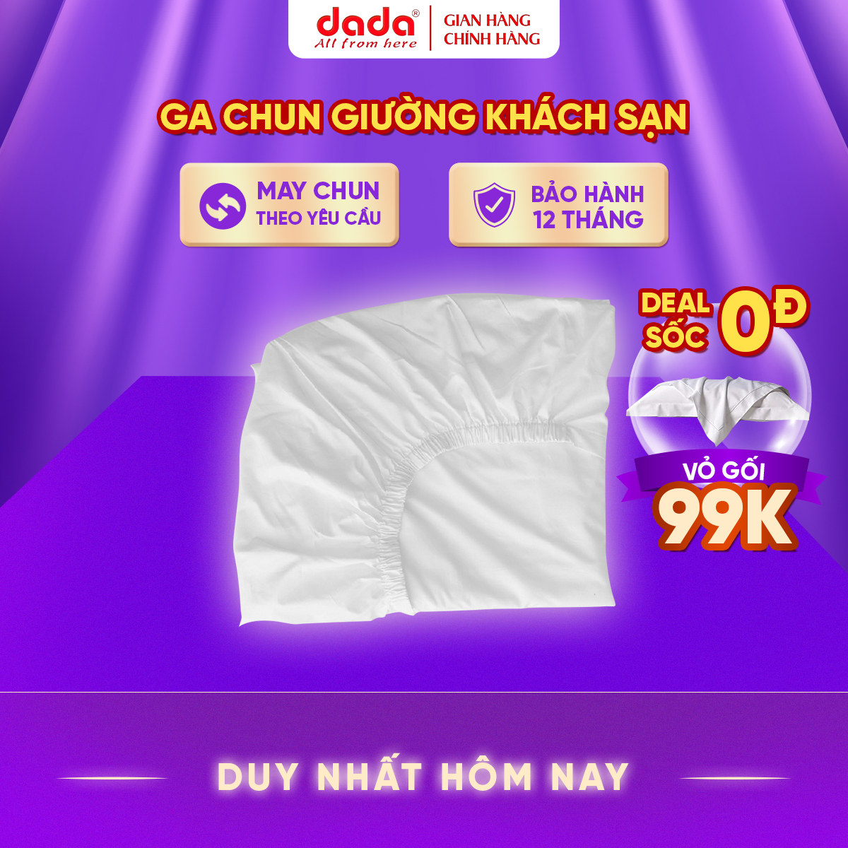 Ga Giường Khách Sạn 5 Sao DADA - 100% Cotton T360/ Lụa Satin Mềm Mịn Thoáng Mát - Ga Chun May Theo Độ Dày Đệm