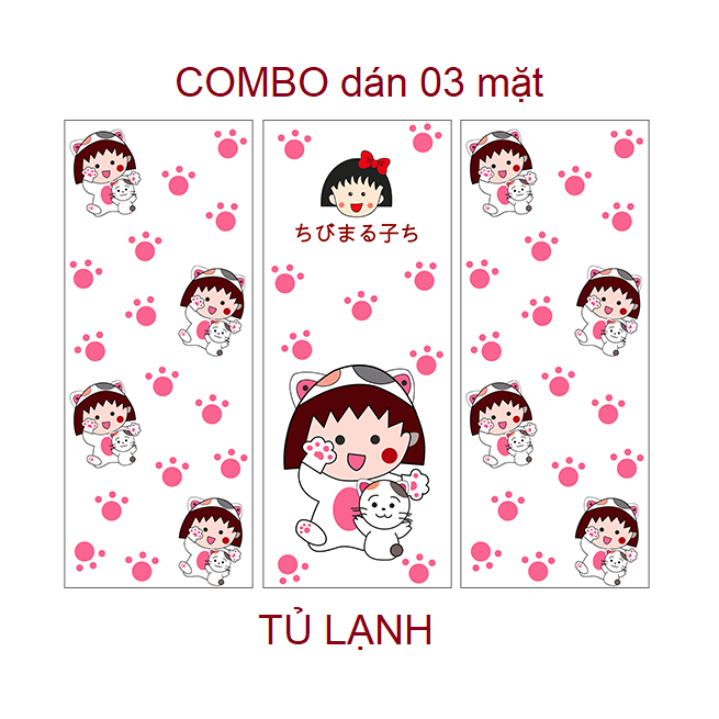 Combo 3 tấm maruko khác nhau - decal dán tủ lạnh - thuthaodecor