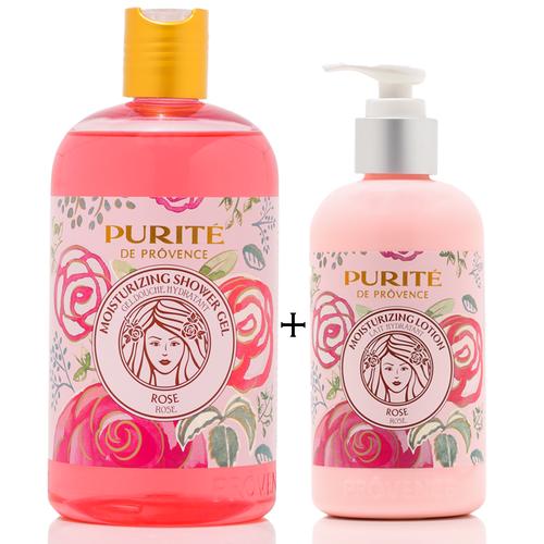 Sữa Tắm 500ml và Dưõng Thể 250ml PURITÉ Sáng Mịn Hương Hoa Hồng