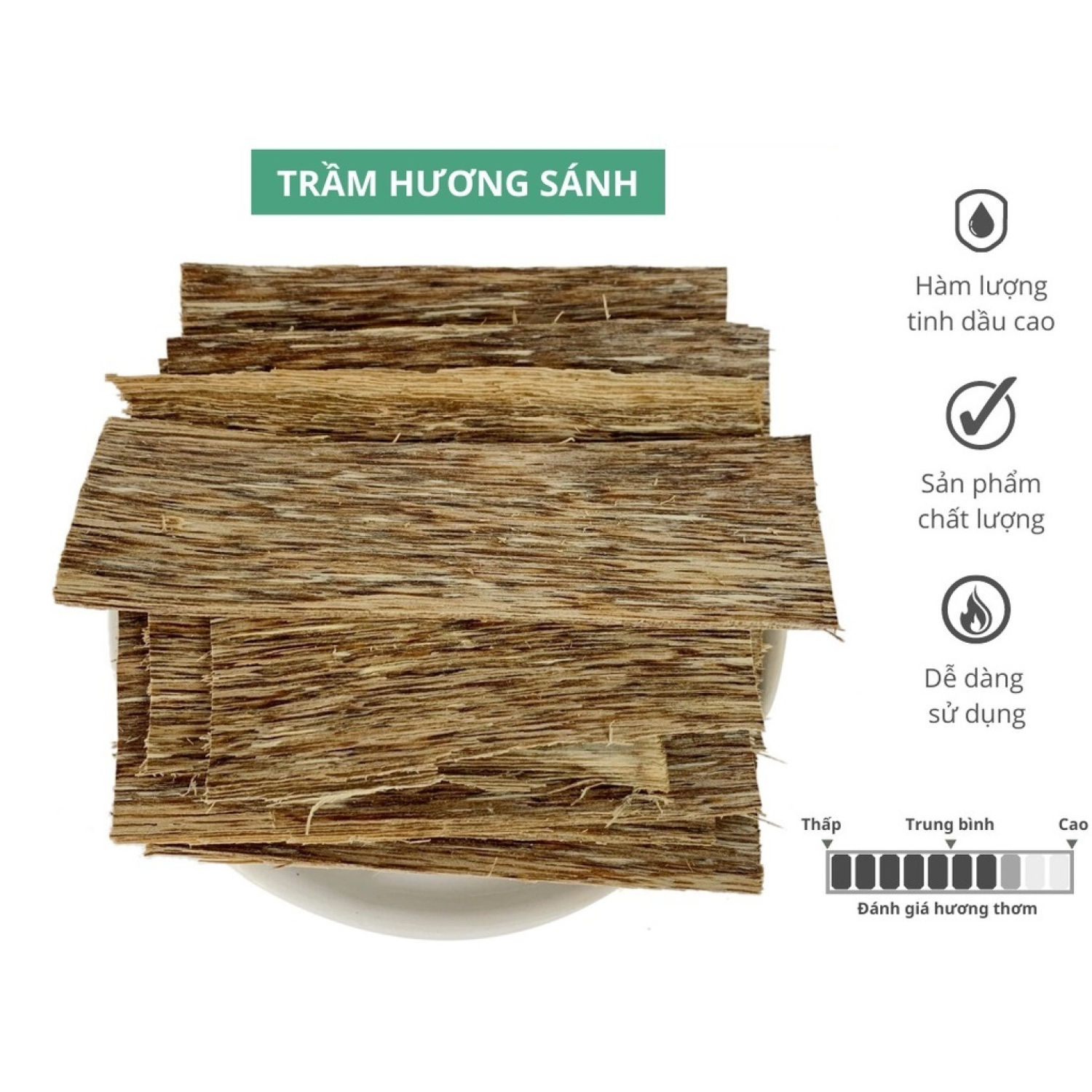 Trầm hương xông nhà, trầm miếng, Trầm sánh Đại Lộc - Tặng 5 viên thang không khoi' khi mua từ 50g