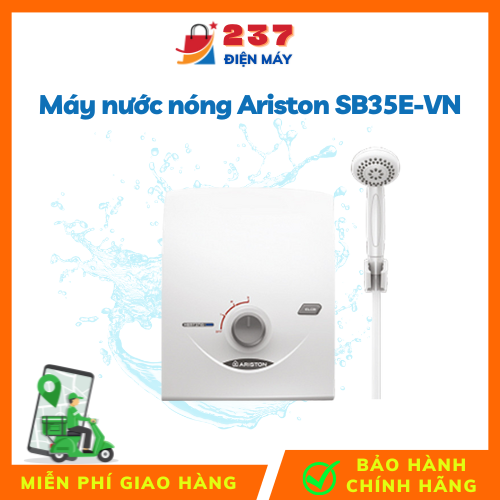 Bình nóng lạnh ariston sb35e-vn, máy tắm nước nóng trực tiếp tặng kèm vòi sen
