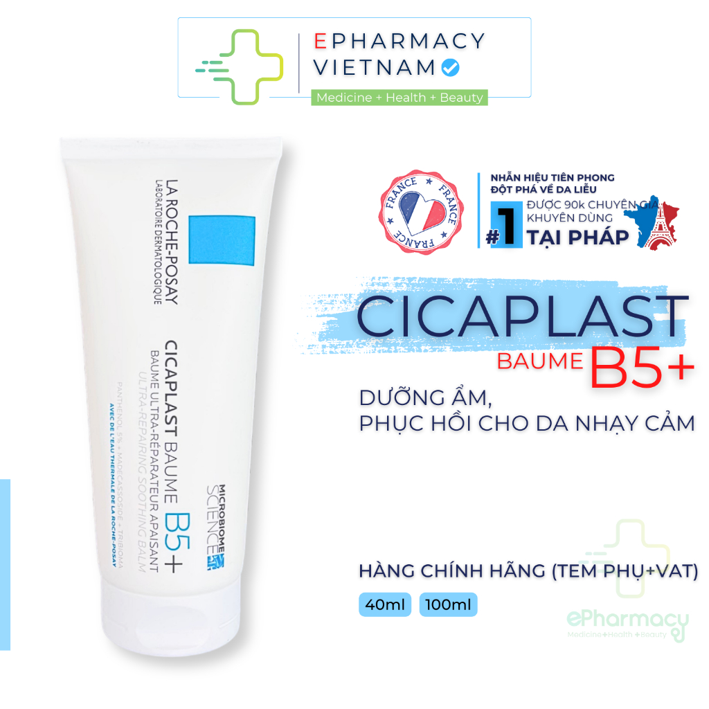 Kem dưỡng LA ROCHE POSAY Cicaplast Baume B5+ Soothing Repairing Balm làm dịu phục hồi da 40ml/ 100ml