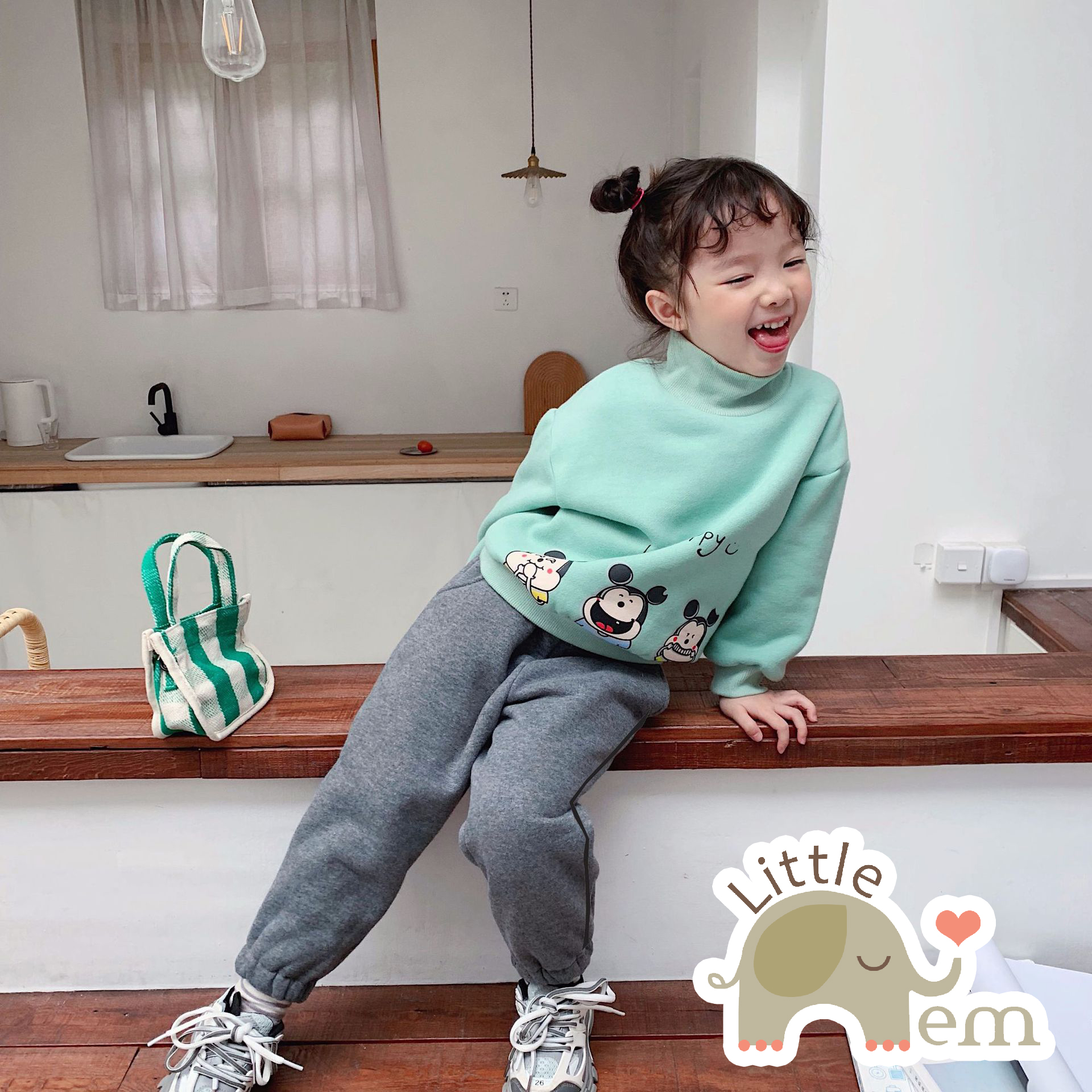 Bộ đồ bé gái Cotton xuất Nhật dài tay - Be happy
