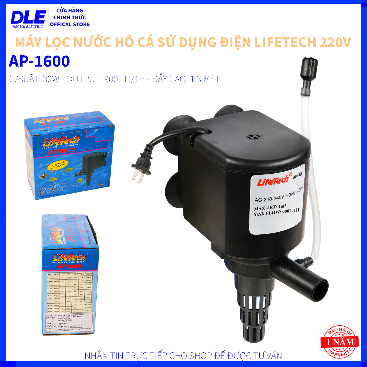 Máy bơm nước lifetech ap 1600 ap 4500 ap 5200 ap 5300 dành cho hồ cá cảnh thủy sinh trồng thủy canh
