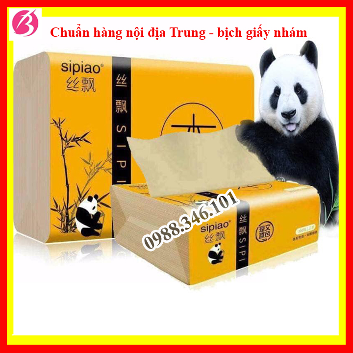 Thùng 30 gói Khăn giấy rút giấy ăn gấu trúc SIPIAO làm từ sợi tre siêu dai