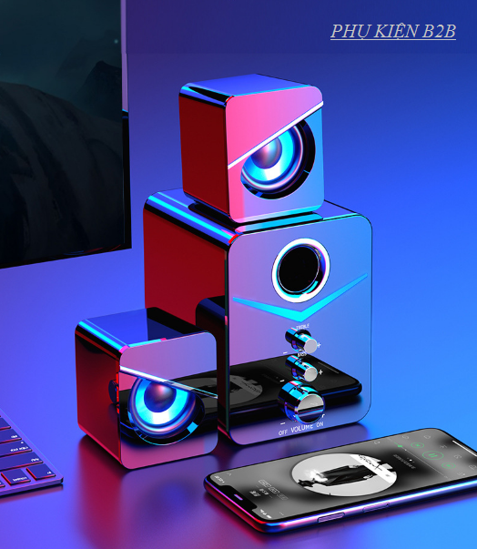 Loa bluetooth máy tính MC D221 siêu trầm âm thanh vòm 9D super bass kết hợp đèn LED gaming