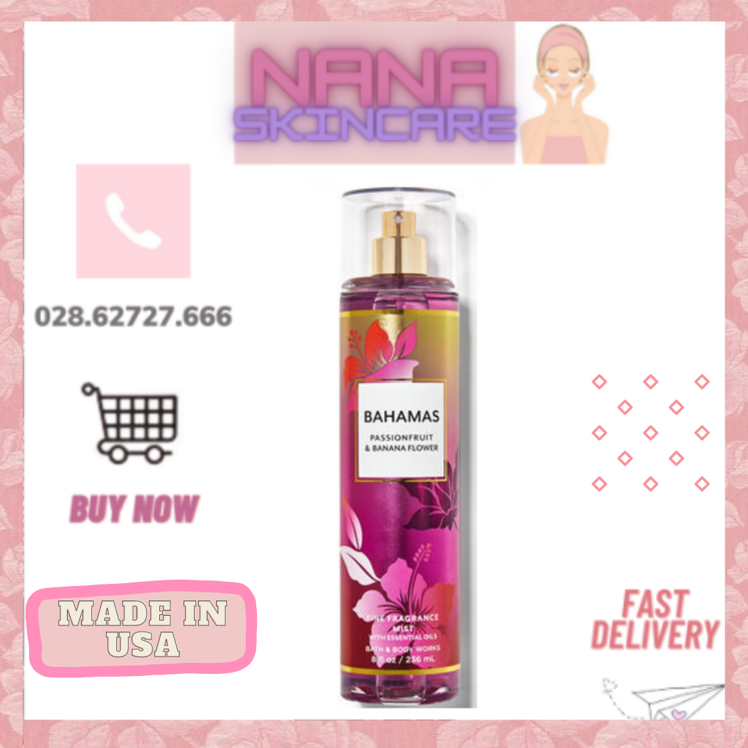 [HCM]Xịt Thơm Toàn Thân Bath And Body Works - Bahamas Passionfruit Banana Flower Body Mist (236ml)