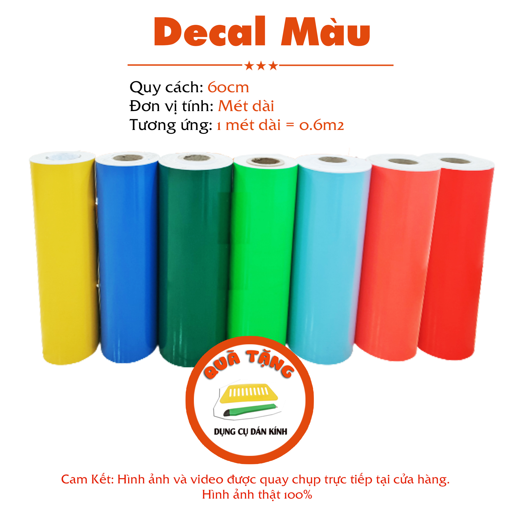 Decal màu khổ 60cm có sẵn keo đủ màu