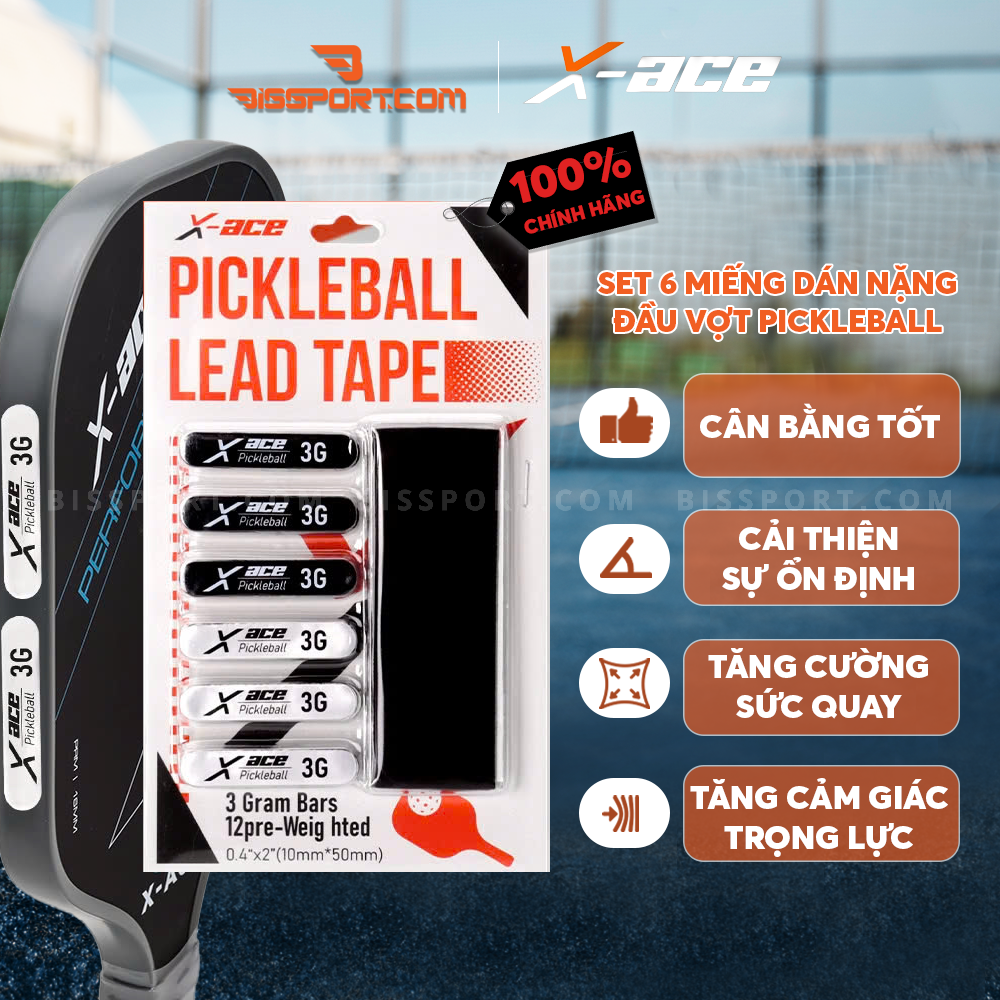 6 Miếng Dán Nặng Đầu Vợt Pickleball Ama X-Ace Chính Hãng - Tiện Lợi - Hỗ Trợ Tăng Nặng Đầu Cho Vợt