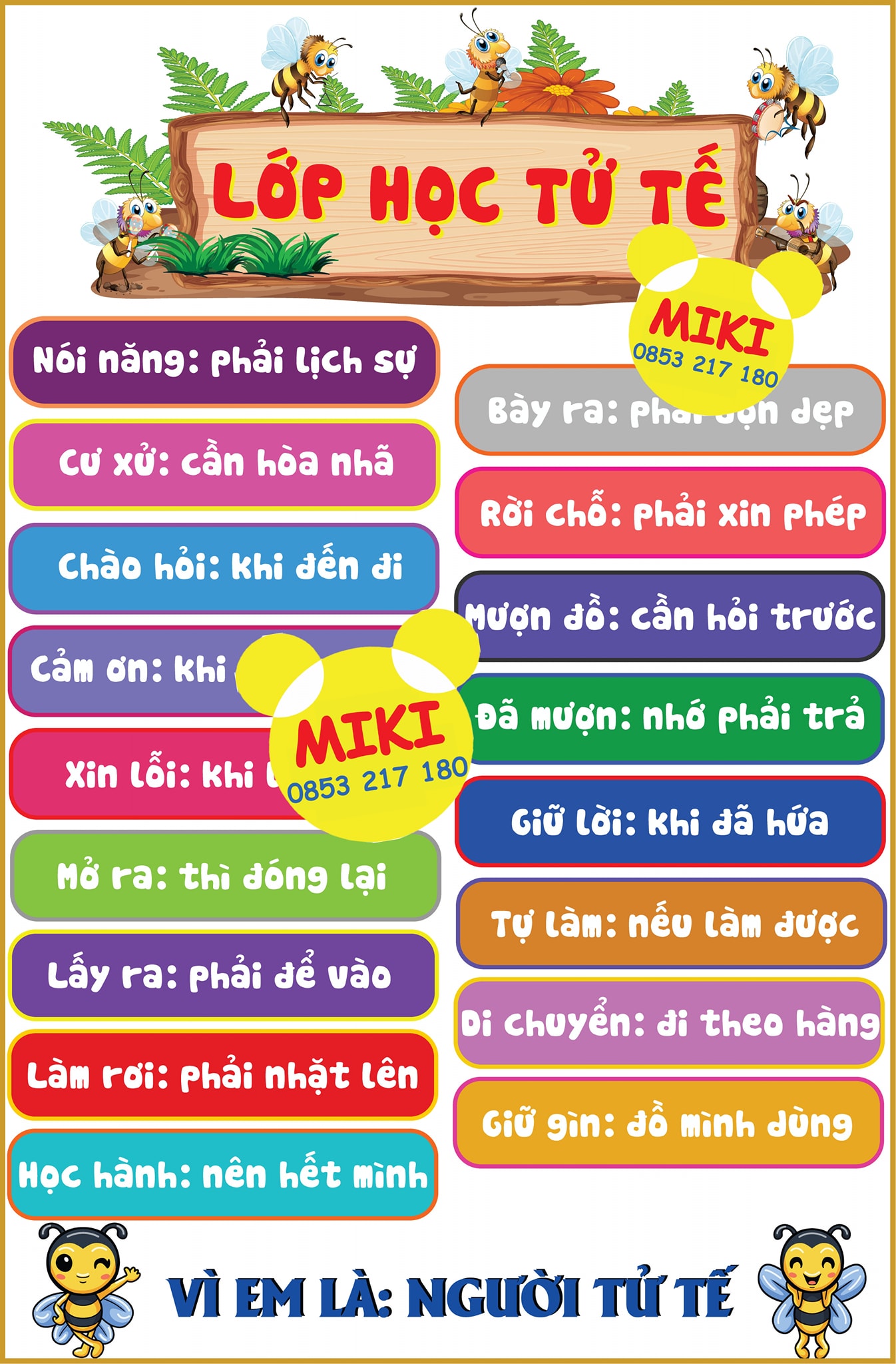 Tranh lớp học tử tế, trang trí lớp