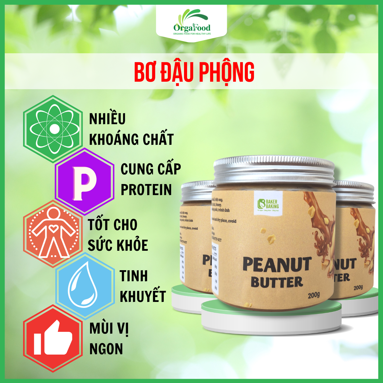 Bơ đậu phộng Baker Banking hũ 200 gram ăn kiêng, eatclean, keto, gym