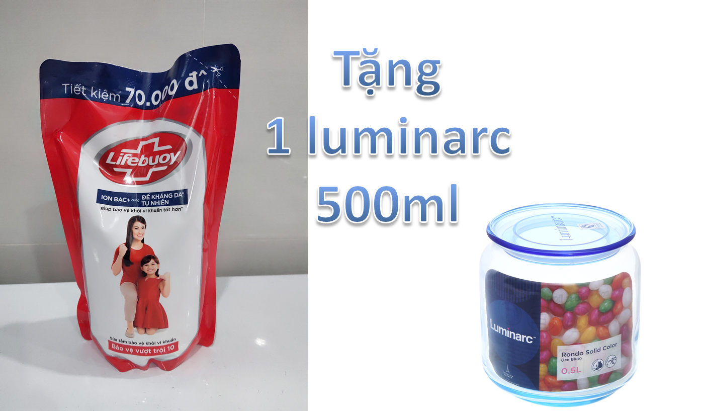 Túi sữa tắm lifeboy 850g đỏ tặng 1 hủ luminarc 500ml