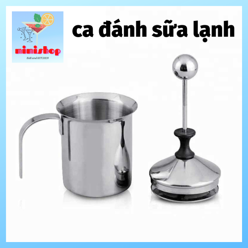 Ca đánh sữa lạnh latte inox 2 lớp lưới cao cấp - dụng cụ pha chế