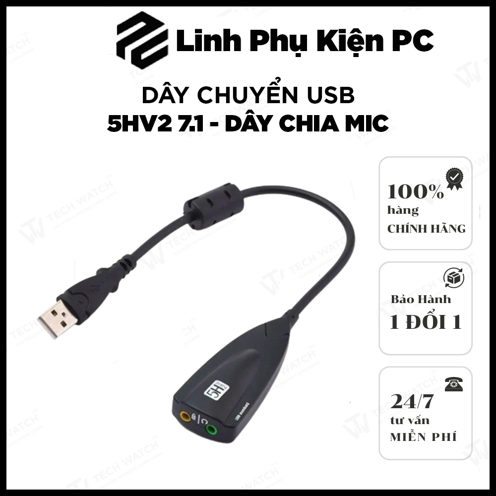 Usb sound âm thanh cực chất 7.1- 5HV2 - Dây chia MIc và Loa từ cổng USB
