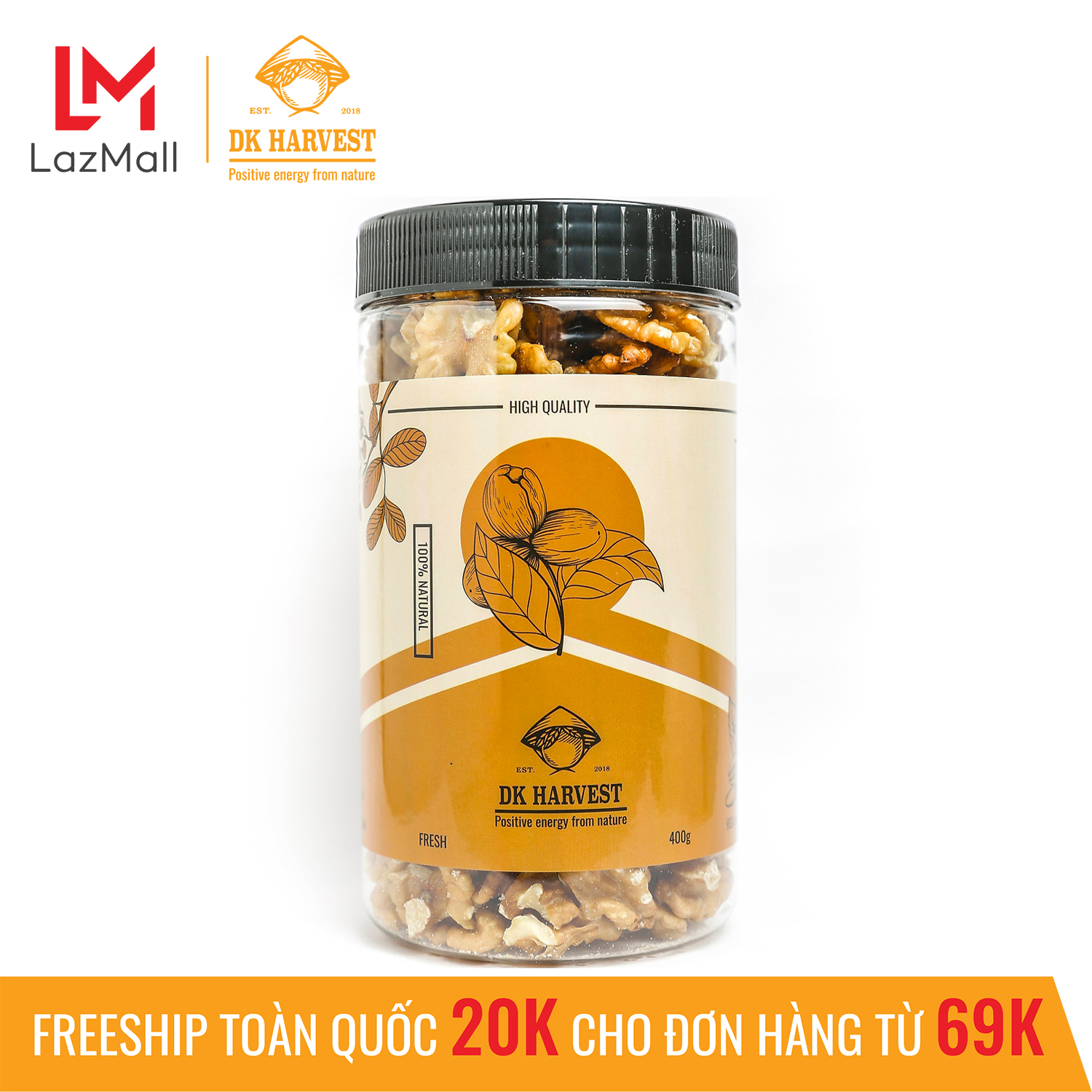 Hạt Óc chó tách vỏ DK Harvest nhập khẩu USA/Chile - Hạt Óc chó cho bà bầu, hạt óc chó cho bé, đồ ăn vặt giảm cân