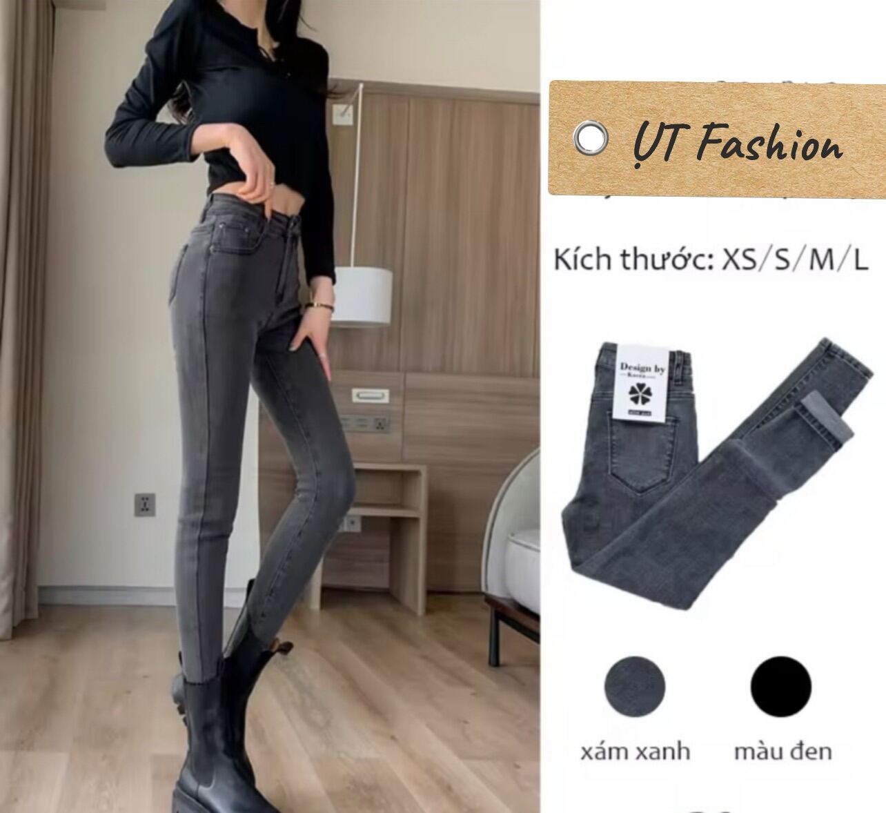 [Mua 2 giảm 5%] Quần jean nữ chất bò màu xám ghi co dãn 4 chiều mặc ôm tôn dáng nâng mông thời trang