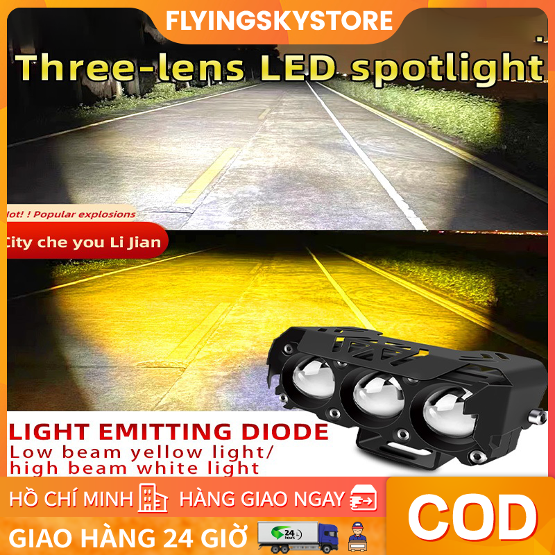   Tốt nhất  Đèn Trợ Sáng Bi Cầu 2 Màu Gắn Xe Máy 12V 
