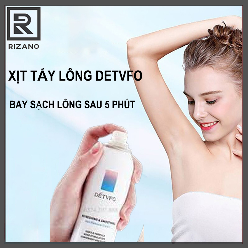 RIZANO - Kem Tẩy Lông Detvfo, Kem Triệt Lông Dạng Xịt, Kem Triệt Lông Body Lành Tính Dạng Xịt DETVFO Wax Kem Xịt Tẩy Lông Tay Lông Chân Lông Nách Vùng Kín Dịu Nhẹ, Dùng Như Kem Tẩy Lông Vĩnh Viễn