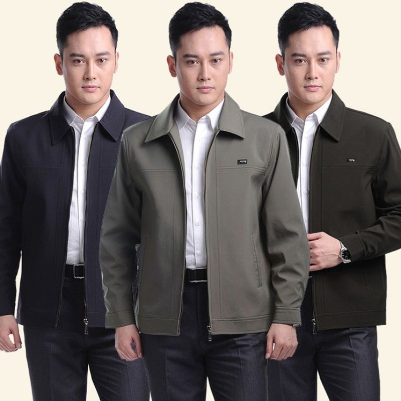 Áo khoác nam trung niên lót lông cổ bẻ tặng bố