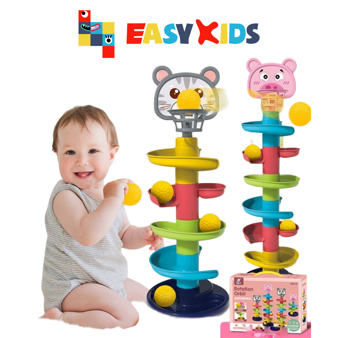 Đồ chơi trẻ em Tháp bóng lăn, cầu trượt thả bóng xoay vòng nhiều 7 tầng 7 bóng EASYKIDS