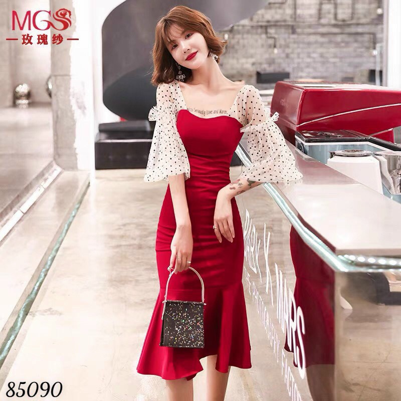 Đầm body dự tiệc đuôi cá phối lưới xinh sang xuất sắc / có size XXL