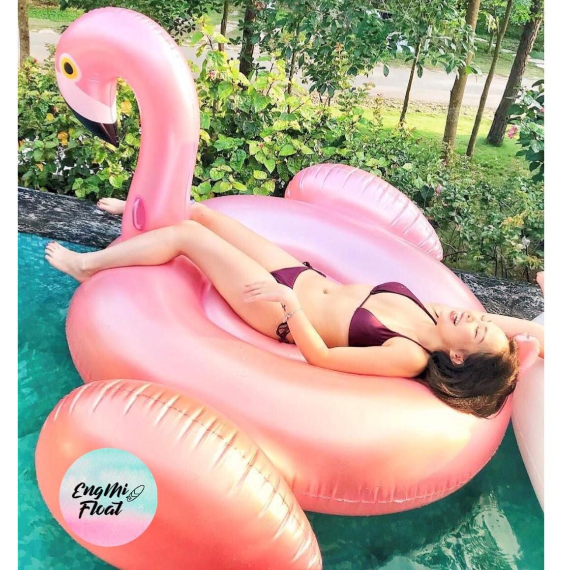 Phao Bơi Thiên Nga Hồng Bóng 190cm Khổng Lồ Người Lớn Kèm Bơm + Phao Mini