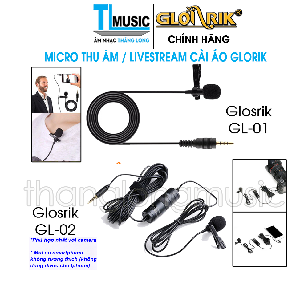 Glorik gl01 , gl02 - micro thu âm cài áo giá rẻ jack 3.5mm dễ sử dụng phù hợp với smartphone, ipad, laptop, pc, camera