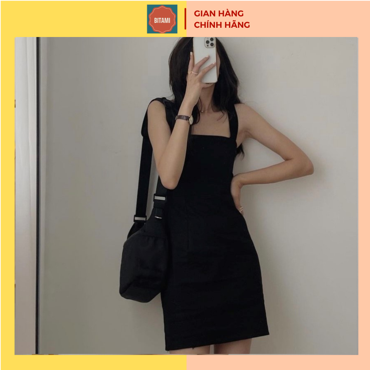 Đầm váy body sexy đầm dáng ôm 2 dây hở lưng dự tiệc màu đen chất len tăm gợi cảm giá rẻ - bitami