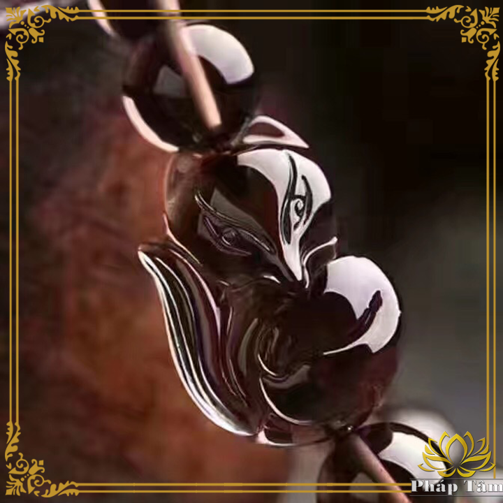 Vòng Tay Phong Thủy Vượng Tình Duyên Mix Charm Cửu Hồ Ly Đá Obsidian Mảnh Chai Cao Cấp - Pháp Tâm