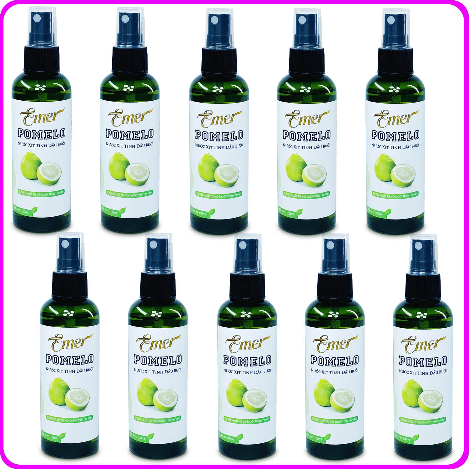 [SIÊU TIẾT KIỆM GIÁ SỈ] Bộ 10 chai tinh dầu bưởi xịt mọc tóc dài Pomelo Emer (100ml x 10) giúp giảm rụng tóc kích mọc tóc nhanh cho mái tóc chắc khỏe suôn mượt dày và dài hơn Mỹ Phẩm Sỉ Emer