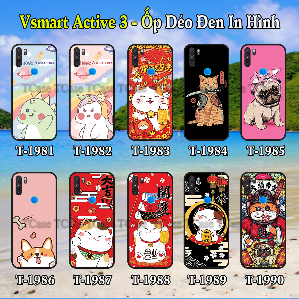 Ốp Lưng Vsmart Active 3 dẻo đen in hình Nhiều Mẫu Phần B