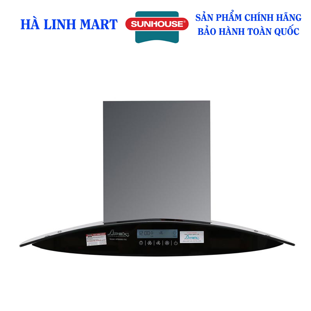 Máy hút mùi kính cong apex apb6680-70c - bảo hành 18 tháng tại nhà