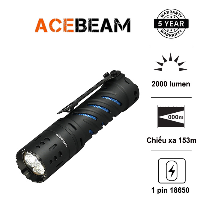 Đèn pin ACEBEAM E70 Mini độ sáng 2000 lumen chiếu xa 153m (CRI90)