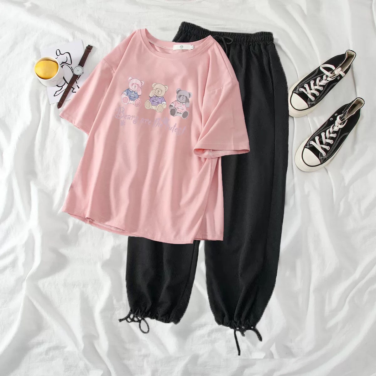 SET ÁO 3 GẤU CHE MẶT KÈM QUẦN ĐẦY CÁ TÍNH, DỄ THƯƠNG