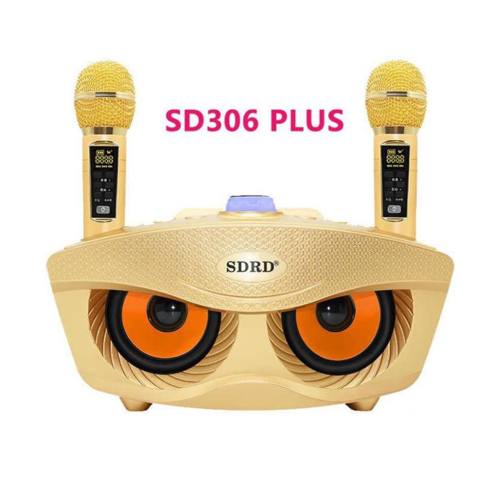 Loa karaoke bluetooth SDRD SD 306 Plus Vàng bản mới nhất, thêm nhiều tính năng- kèm 2 Micro karaoke không dây/bh 6 tháng