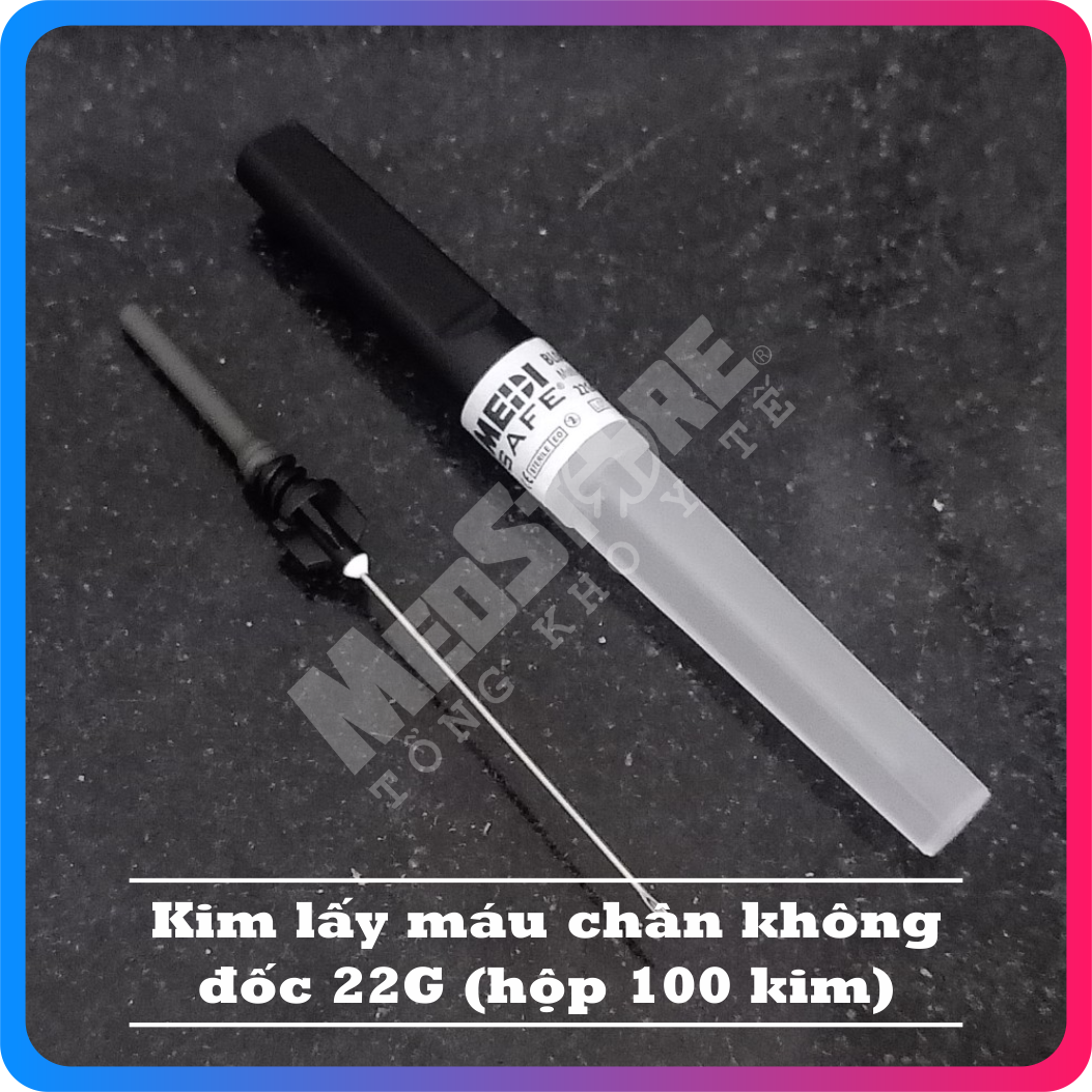 Kim lấy máu chân không, loại đốc 22G MEDISAFE (hộp 100 kim) - TBYT Medstore