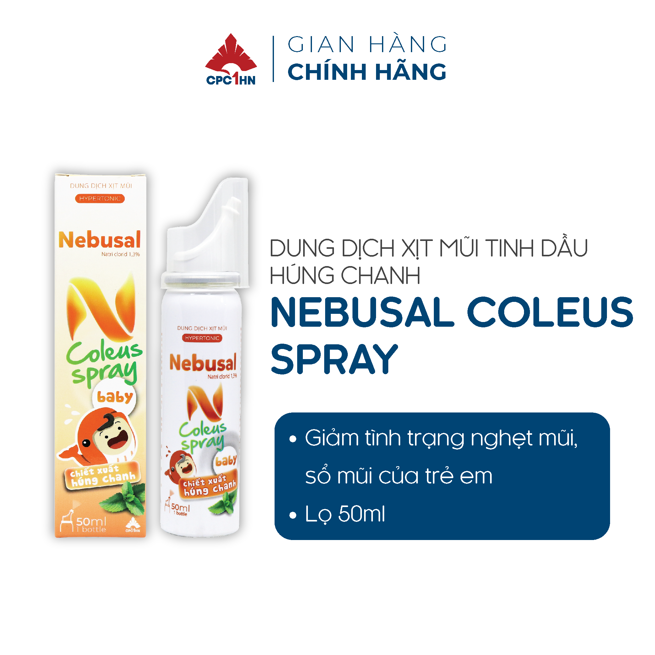 Xịt Mũi Nebusal Húng Chanh giảm Nghẹt Mũi - Sổ mũi cho bé