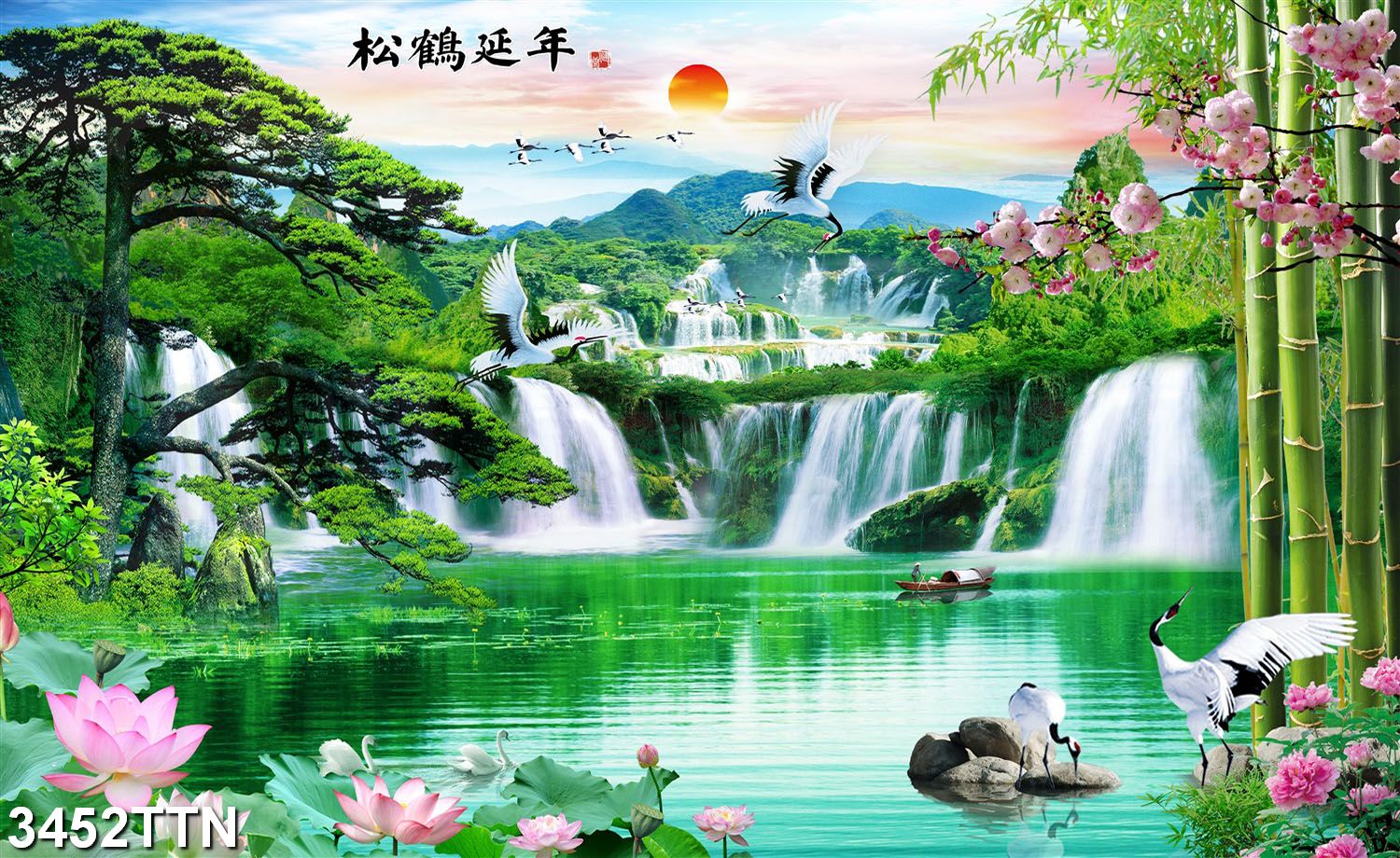 Decan Dán Tường có Keo Sẵn, Tranh Sơn Thủy, Tranh phong thủy, Tranh Trang Trí phòng ngủ, phòng khách, phòng cho bé, phòng làm việc, Decal đẹp ,tranh dán tường - 3452TTN