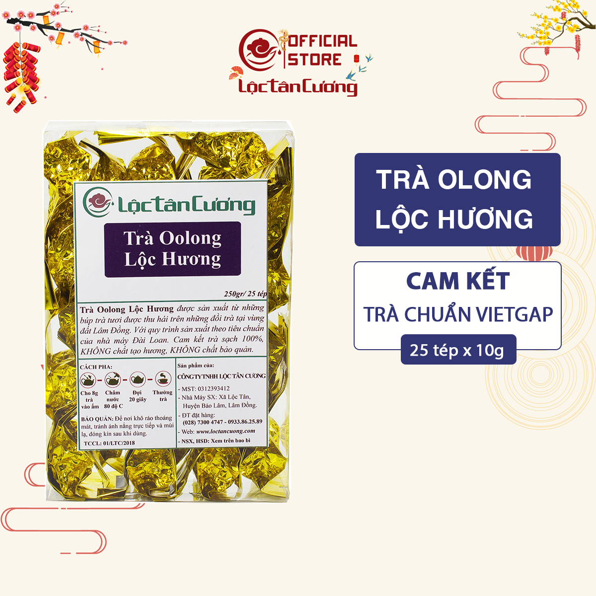 Hộp trà ô long lộc hương 25 tép nhỏ - lộc tân cương