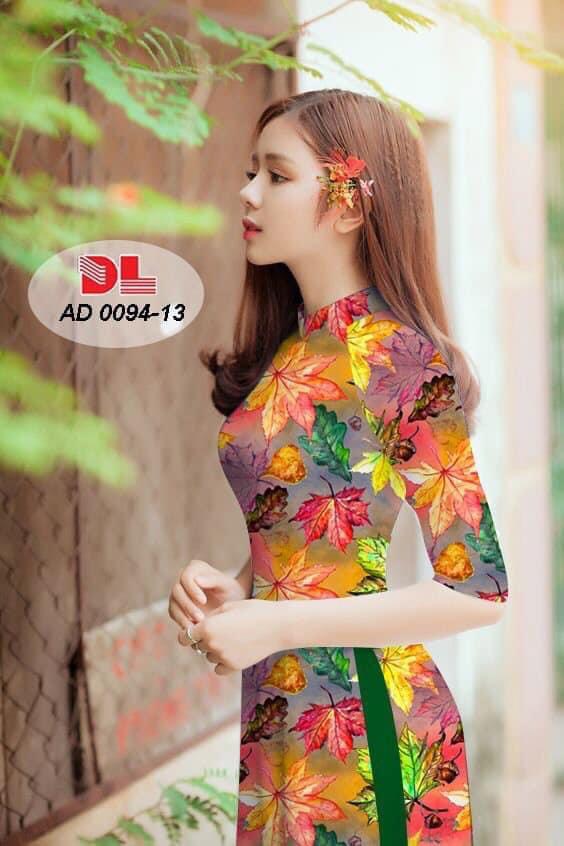 Vải may áo dài in 3d họa tiết lá phong siêu sang