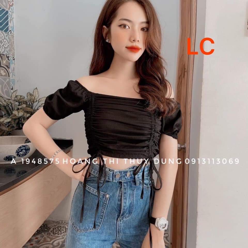 ÁO CROPTOP TAY PHỒNG CÁ TÍNH / ÁO TRỄ VAI VOAN RÚT DÂY HAI BÊN SIÊU XINH AV11
