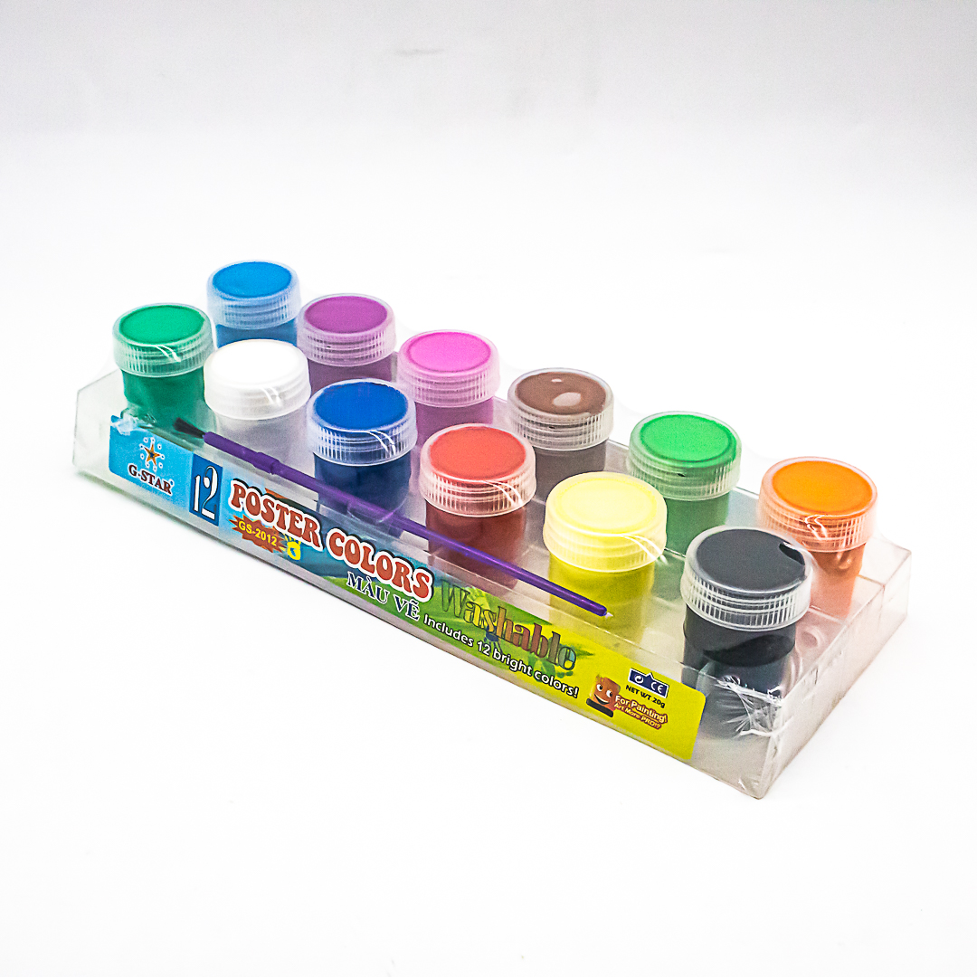 Bộ màu nước gstar 12 màu thể tích 20ml hộp nhựa + cọ vẽ