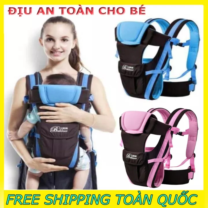 Địu Trẻ Em Đa Năng 4 Tư Thế Hàng Việt Nam 100% Cotton Thoáng Mát, Mềm Mại, Chắc Chắn