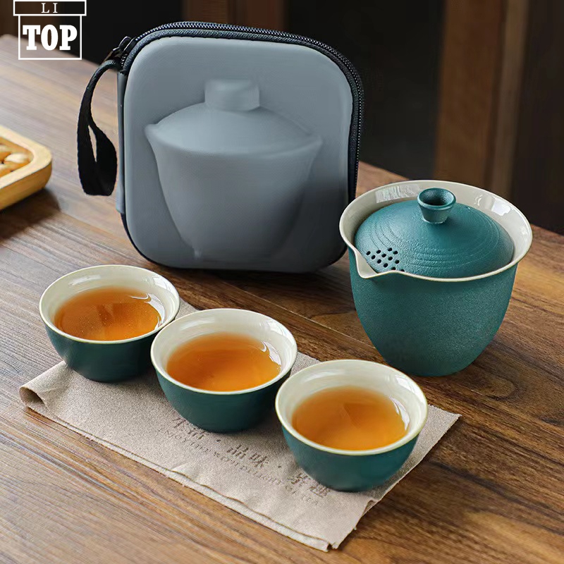 Black Pottery Portable Travel Tea Set Kung Fu Tea Set Complete Set Teapot Tea Cup