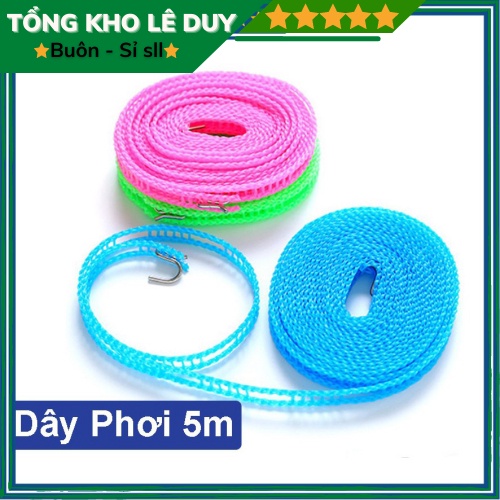 Dây phơi đồ, dây phơi quần áo có lỗ móc loại 5m