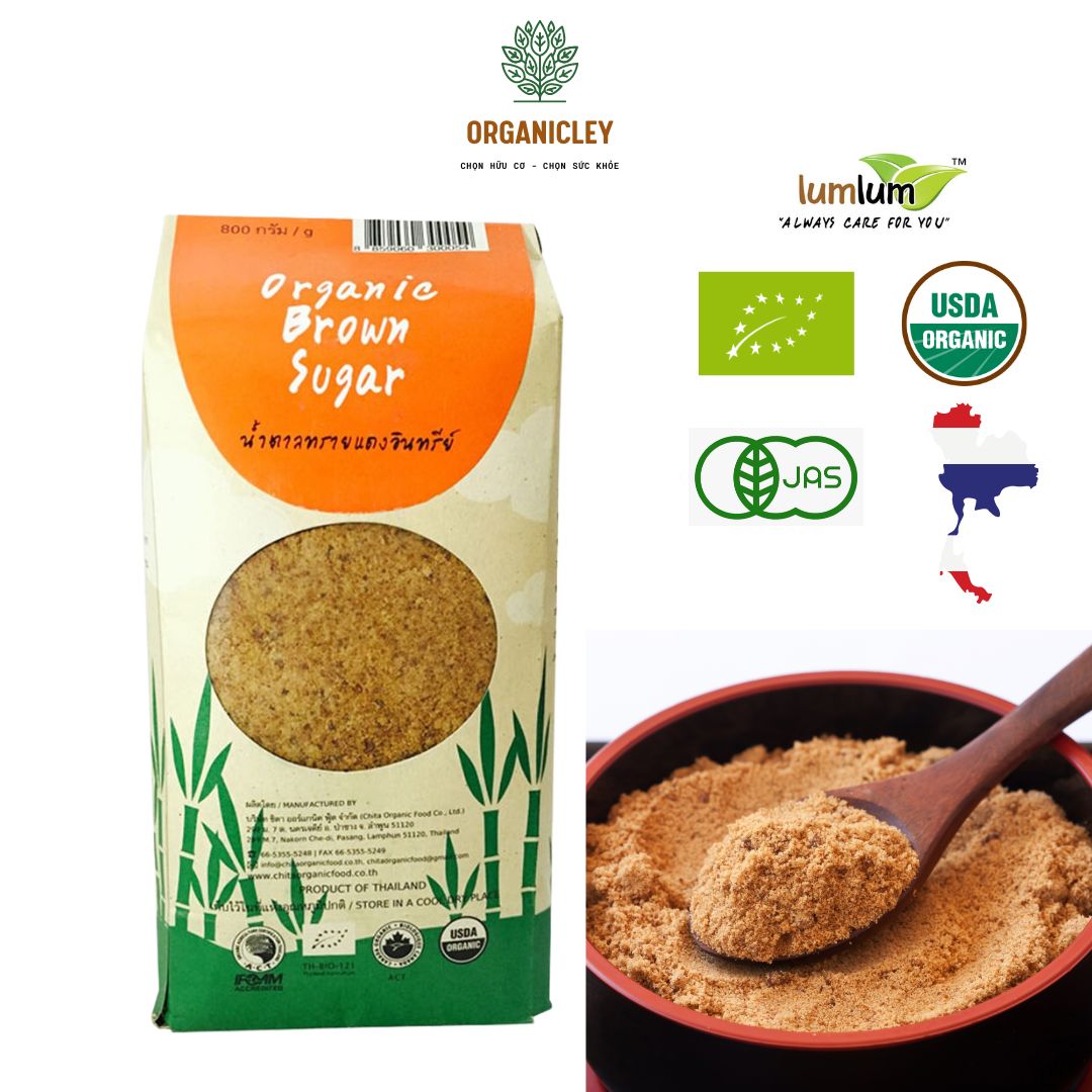 Đường nâu thô hữu cơ lumlum 800g organic brown sugar - đường organic - đường hữu cơ thái lan - đường hữu cơ cho bé